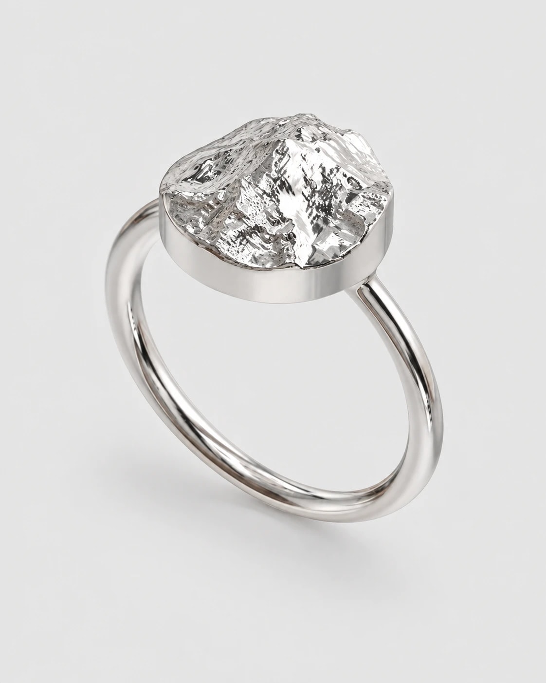 Classic Disc in polished sterling silver with Mount Assiniboine terrain relief